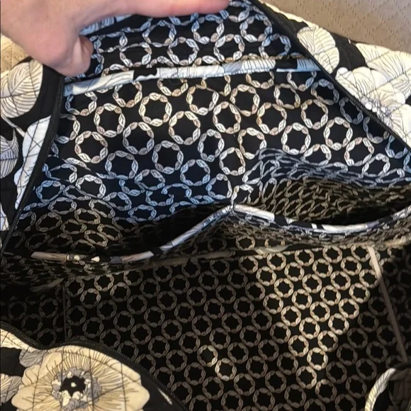 Vera Bradley Black and White Travel Bag with Floral Pattern
